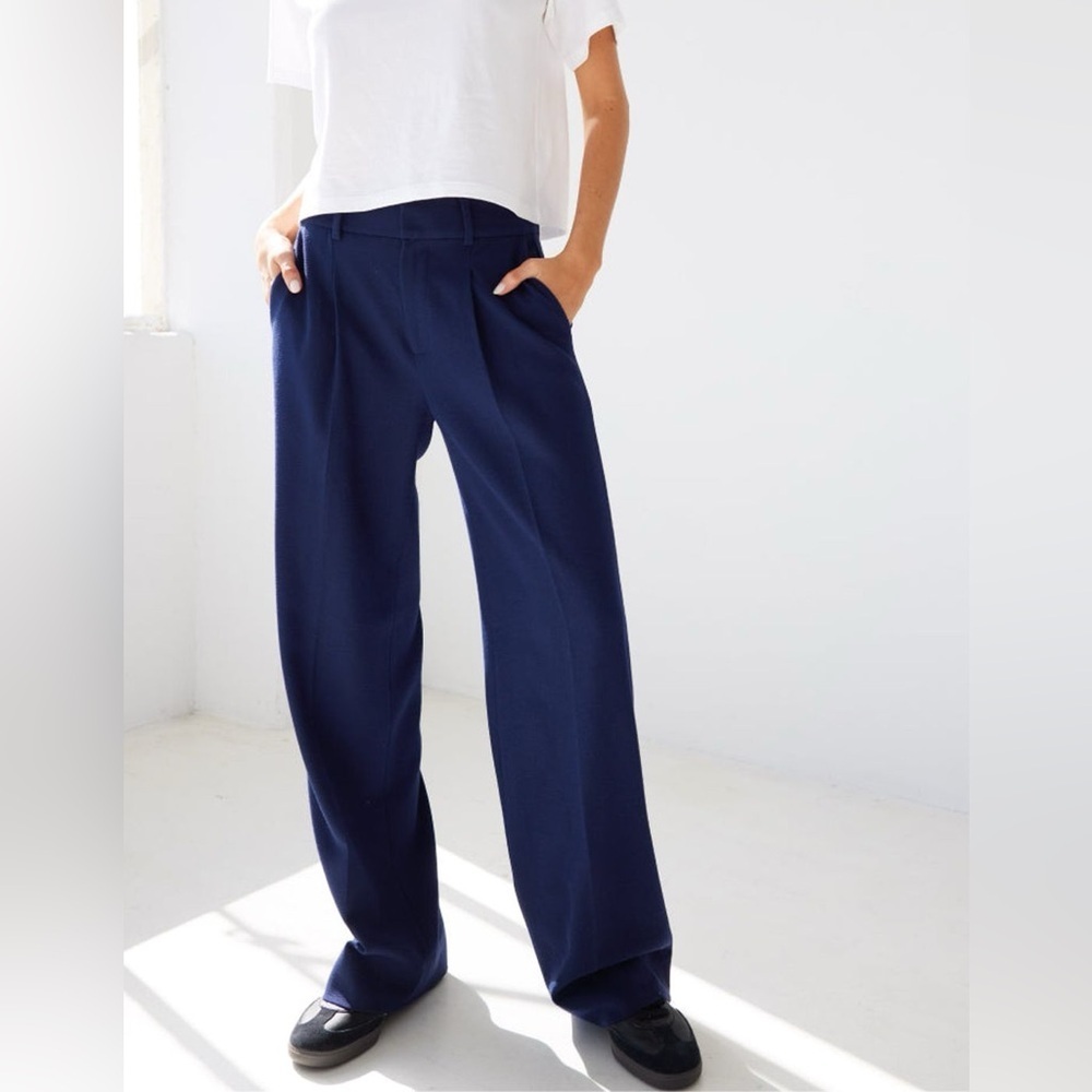 AYR Navy Blue Wide-Leg Trousers